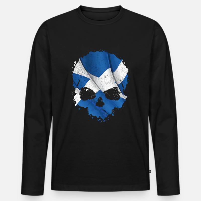 Schottland Flagge Schädel - Männer Premium Bio Langarmshirt - Schwarz