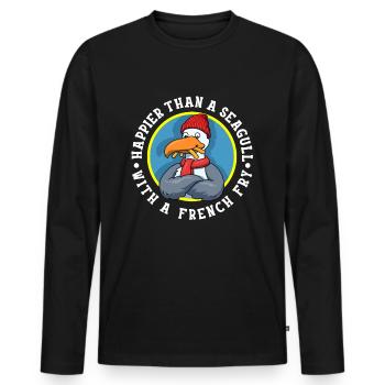 Seagull With A French Fry French Fries Gift - Men's Premium Organic Long Sleeve Shirt - black - Front - Nico (187cm)