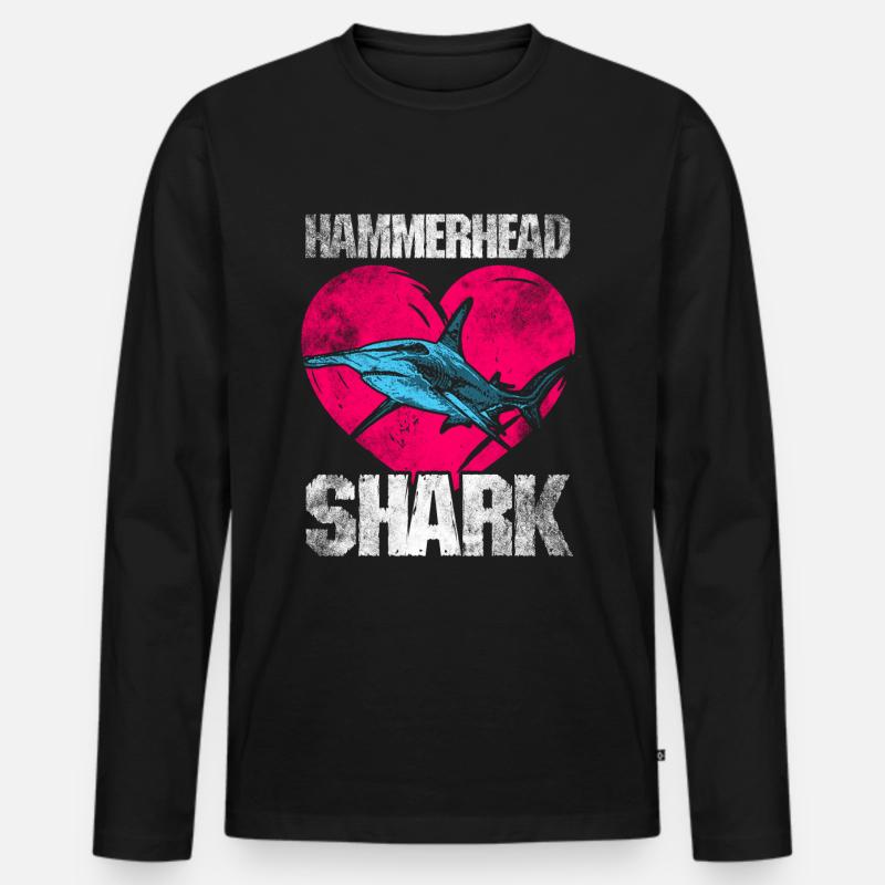 Hammerhai - Männer Premium Bio Langarmshirt - Schwarz