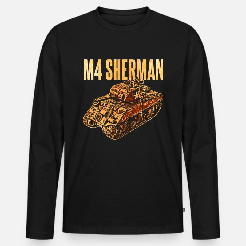 M4 Sherman Panzer - Männer Premium Bio Langarmshirt - Schwarz