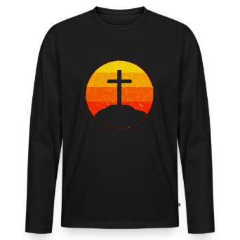 Kreuz - Christentum - Männer Premium Bio Langarmshirt - Schwarz - Vorne - Nico (187cm)