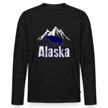 Alaska - Men's Premium Organic Long Sleeve Shirt - black - Front - Nico (187cm)