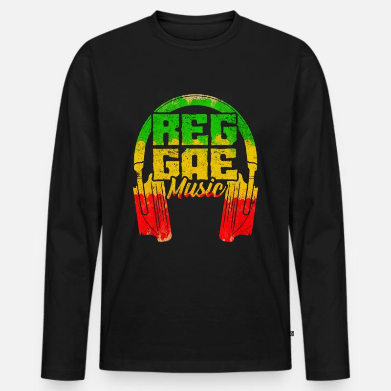 Reggae Musik - Männer Premium Bio Langarmshirt - Schwarz
