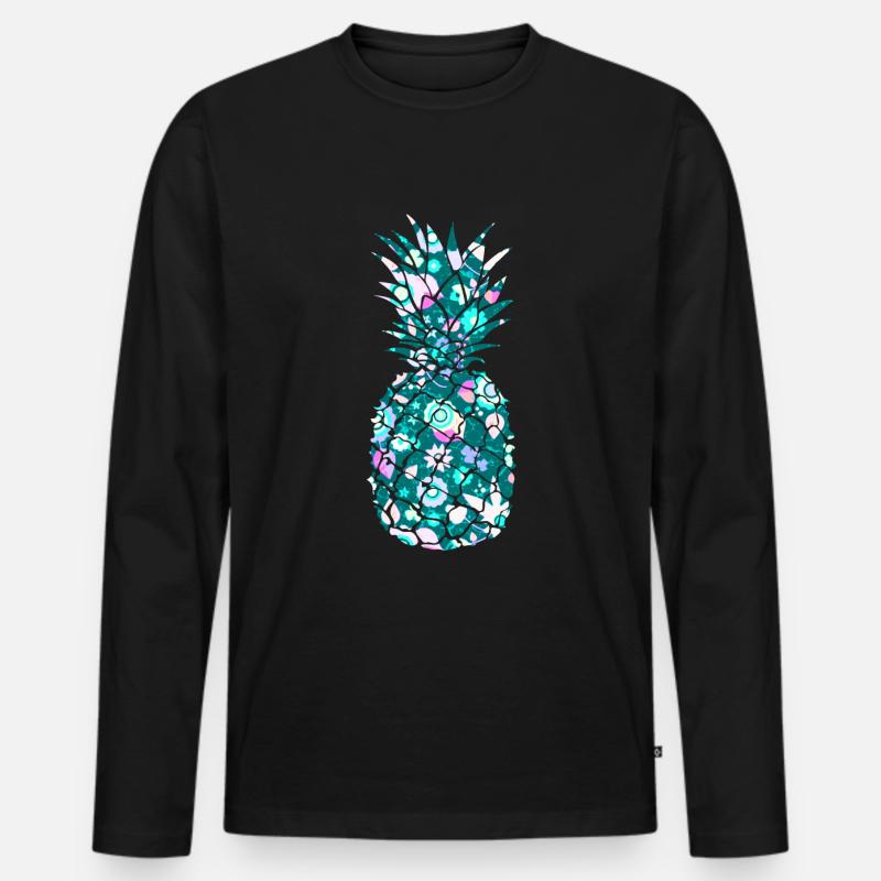 Bunte Ananas - Männer Premium Bio Langarmshirt - Schwarz