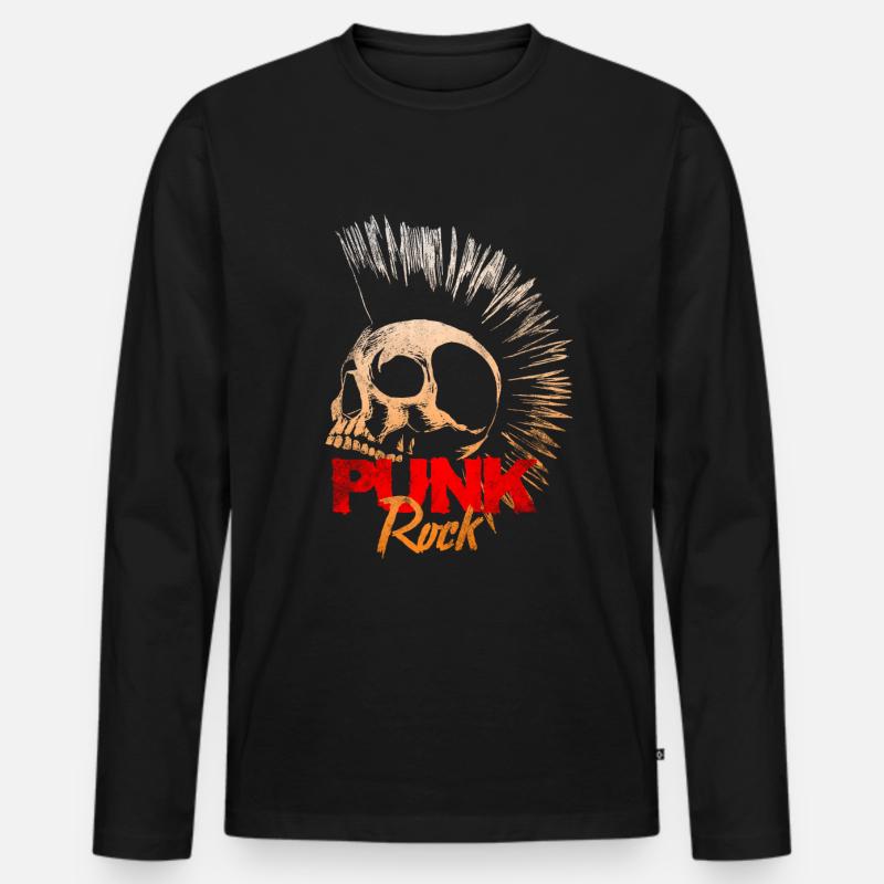 Punk Rock - Männer Premium Bio Langarmshirt - Schwarz