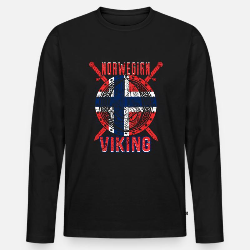 Norwegischer Wikinger - Männer Premium Bio Langarmshirt - Schwarz