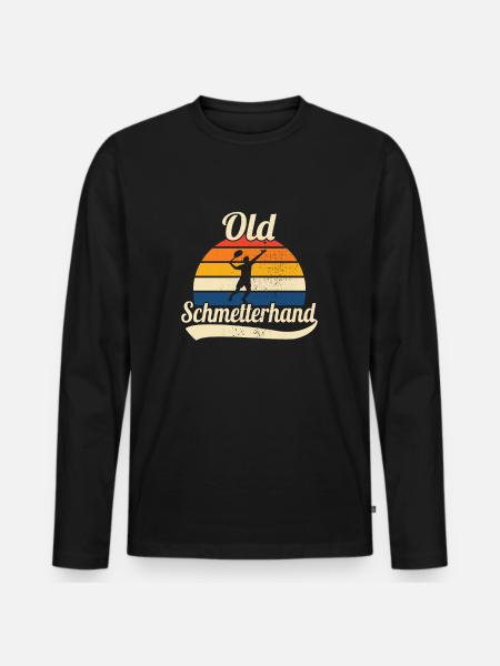 Tennis Retro Old Schmetterhand - Männer Premium Bio Langarmshirt - Schwarz