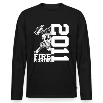 POMPIERS 15E ANNIVERSAIRE 2011 POMPIER - T-shirt manches longues Premium bio Homme - noir - Devant - Nico (187cm)
