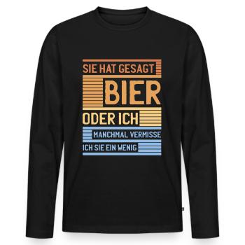 Retro Fun Lustige Sprüche Bier Männer Motiv - Männer Premium Bio Langarmshirt - Schwarz - Vorne - Nico (187cm)