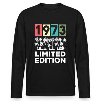50th Birthday Vintage 1973 Limited Edition - Men's Premium Organic Long Sleeve Shirt - black - Front - Nico (187cm)