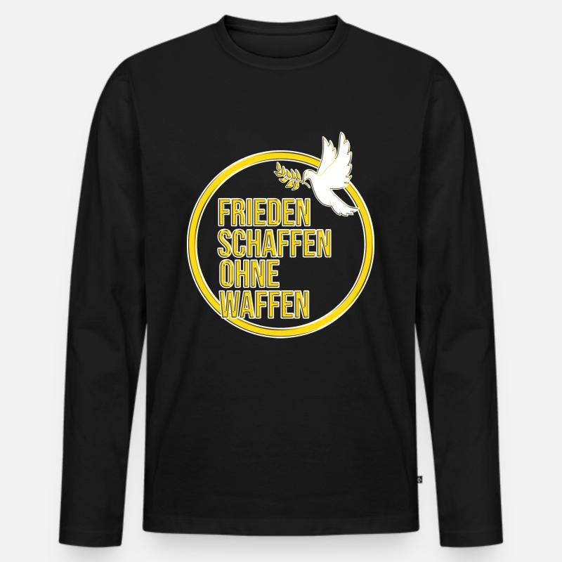 Friedenszeichen Friedenstaube Frieden - Männer Premium Bio Langarmshirt - Schwarz