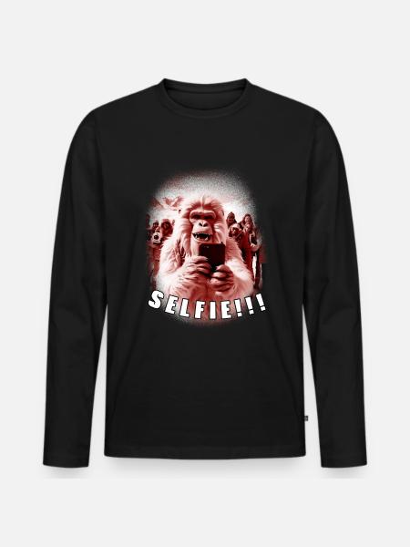 Yeti Selfie - Männer Premium Bio Langarmshirt - Schwarz