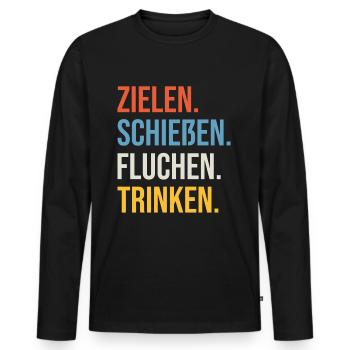 Fußball Zielen Schießen Fluchen Trinken Saufen - Männer Premium Bio Langarmshirt - Schwarz - Vorne - Nico (187cm)