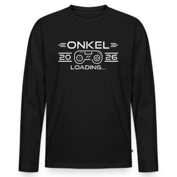 Schwangerschaft verkünden Onkel 2026 loading - Männer Premium Bio Langarmshirt - Schwarz - Vorne - Nico (187cm)