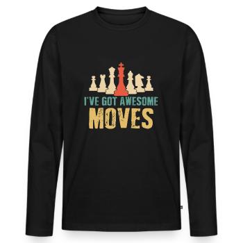 Pièces d’échecs Jeu d’échecs - T-shirt manches longues Premium bio Homme - noir - Devant - Nico (187cm)