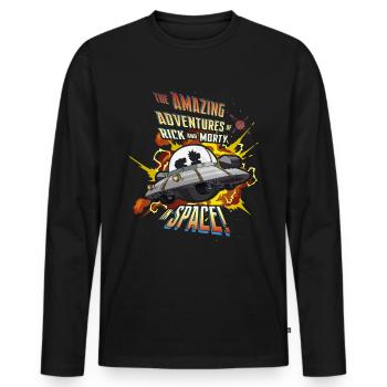 Rick And Morty Amazing Adventures In Space - Männer Premium Bio Langarmshirt - Schwarz - Vorne - Nico (187cm)
