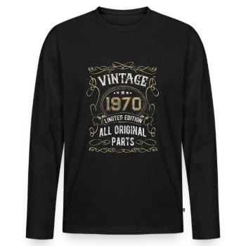 Born in 1970 Birthday Gift 52 years - Men's Premium Organic Long Sleeve Shirt - black - Front - Nico (187cm)