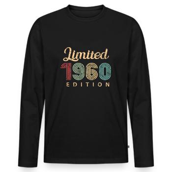 Édition limitée 1960 Cadeau d’anniversaire 62 ans - T-shirt manches longues Premium bio Homme - noir - Devant - Nico (187cm)