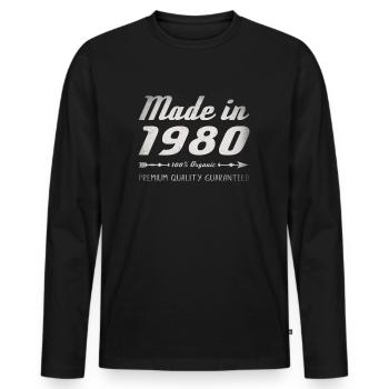 Made In 1980 Birthday Gift 42 Years Retro - Men's Premium Organic Long Sleeve Shirt - black - Front - Nico (187cm)