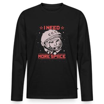 Gagarine - J'ai besoin de plus d'astronaute cosmonaute spatial - T-shirt manches longues Premium bio Homme - noir - Devant - Nico (187cm)