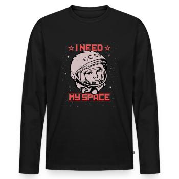 Gagarine - J'ai besoin de mon astronaute cosmonaute de l'espace - T-shirt manches longues Premium bio Homme - noir - Devant - Nico (187cm)