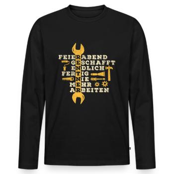 Rente Ruhestand Pension Geschenk Witzig Lustig - Männer Premium Bio Langarmshirt - Schwarz - Vorne - Nico (187cm)