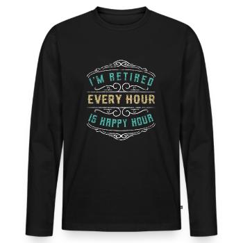 Rente Ruhestand Pension Geschenk Retro - Männer Premium Bio Langarmshirt - Schwarz - Vorne - Nico (187cm)