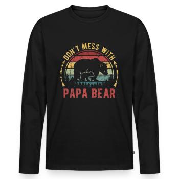 Ne salissez pas avec le cadeau drôle de fête des pères Papa Bear - T-shirt manches longues Premium bio Homme - noir - Devant - Nico (187cm)
