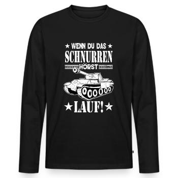 WENN DU DAS SCHNURREN HÖRST | PANZER | Armee - Männer Premium Bio Langarmshirt - Schwarz - Vorne - Nico (187cm)