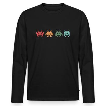 Gamer Gamer Retro Vintage Gift Drôle - T-shirt manches longues Premium bio Homme - noir - Devant - Nico (187cm)