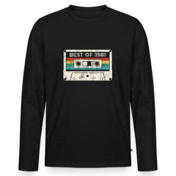 41 Anniversaire Best Of 1981 Cassette Rétro Vintage - T-shirt manches longues Premium bio Homme - noir - Devant - Nico (187cm)