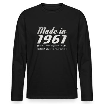 Made In 1961 Birthday Gift 61 Years Retro - Men's Premium Organic Long Sleeve Shirt - black - Front - Nico (187cm)