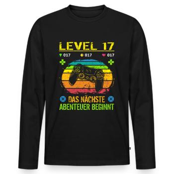 Geburtstag Gamer Level 17 Geburtstagsshirt Männer - Männer Premium Bio Langarmshirt - Schwarz - Vorne - Nico (187cm)