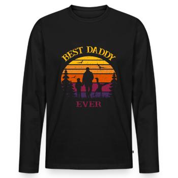 Best Dad Ever - 2 kids -retro vintage-Father ́s Day - Men's Premium Organic Long Sleeve Shirt - black - Front - Nico (187cm)