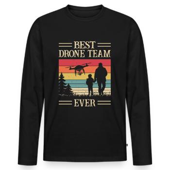 Best Drone Team Ever - Drone Pilot - Father's Day - Men's Premium Organic Long Sleeve Shirt - black - Front - Nico (187cm)