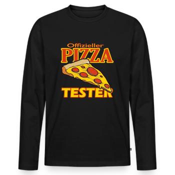 Offizieller Pizza Tester Italien Pizza Liefern - Männer Premium Bio Langarmshirt - Schwarz - Vorne - Nico (187cm)