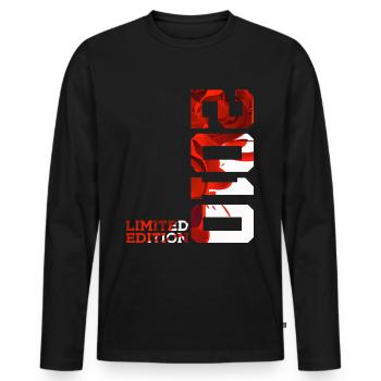 16. GEBURTSTAG LIMITED EDITION 2010 - Männer Premium Bio Langarmshirt - Schwarz - Vorne - Nico (187cm)