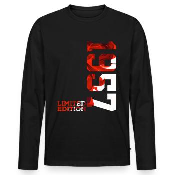 69. GEBURTSTAG 69 JAHRE LIMITED EDITION 1957 - Männer Premium Bio Langarmshirt - Schwarz - Vorne - Nico (187cm)
