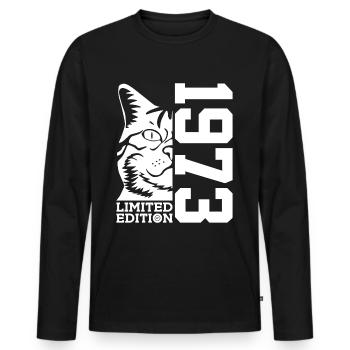 LIMITED EDITION 1973 CAT 53RD BIRTHDAY - Men's Premium Organic Long Sleeve Shirt - black - Front - Nico (187cm)