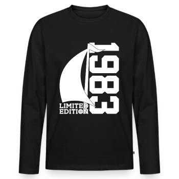 VOILIER 1983 VOILIER 43E ANNIVERSAIRE MARIN - T-shirt manches longues Premium bio Homme - noir - Devant - Nico (187cm)