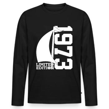 VOILIER 1973 VOILIER 53E ANNIVERSAIRE MARIN - T-shirt manches longues Premium bio Homme - noir - Devant - Nico (187cm)