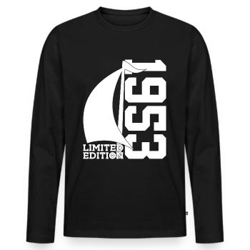 VOILIER 1953 VOILIER 73E ANNIVERSAIRE MARIN - T-shirt manches longues Premium bio Homme - noir - Devant - Nico (187cm)