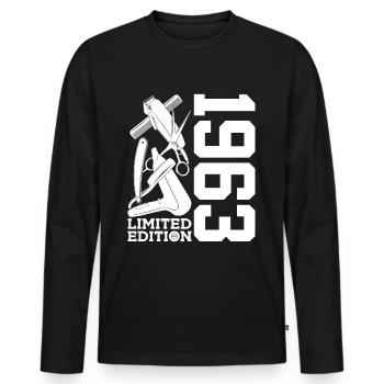 COIFFEUR 1963 STYLISTE 63E ANNIVERSAIRE COIFFEUR - T-shirt manches longues Premium bio Homme - noir - Devant - Nico (187cm)
