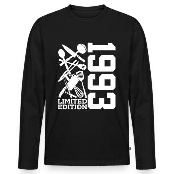 LIMITED EDITION 1993 COOKING 33RD BIRTHDAY CHEF - Men's Premium Organic Long Sleeve Shirt - black - Front - Nico (187cm)