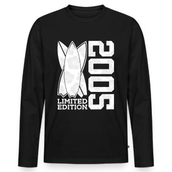 ÉDITION LIMITÉE 2005 SURFEUR DU 21E ANNIVERSAIRE DE SURFING - T-shirt manches longues Premium bio Homme - noir - Devant - Nico (187cm)