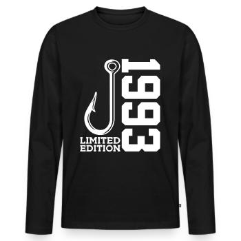ÉDITION LIMITÉE DE PÊCHE DU PÊCHEUR 33 ANNIVERSAIRES DU PÊCHEUR EN ÉDITION LIMITÉE 1993 - T-shirt manches longues Premium bio Homme - noir - Devant - Nico (187cm)