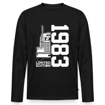 LIMITED EDITION 1983 TRUCKER 43RD BIRTHDAY TRUCK - Men's Premium Organic Long Sleeve Shirt - black - Front - Nico (187cm)