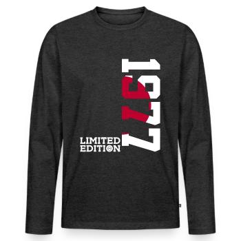 LIMITED EDITION 1977 JAPAN 49TH BIRTHDAY - Men's Premium Organic Long Sleeve Shirt - heather anthracite - Front - Nico (187cm)