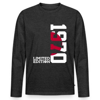 LIMITED EDITION 1970 JAPAN 56TH BIRTHDAY - Men's Premium Organic Long Sleeve Shirt - heather anthracite - Front - Nico (187cm)