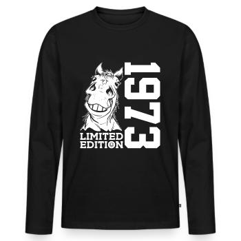 ÉDITION LIMITÉE DE 1973 ÉQUITATION DU 53E ANNIVERSAIRE DU CHEVAL - T-shirt manches longues Premium bio Homme - noir - Devant - Nico (187cm)